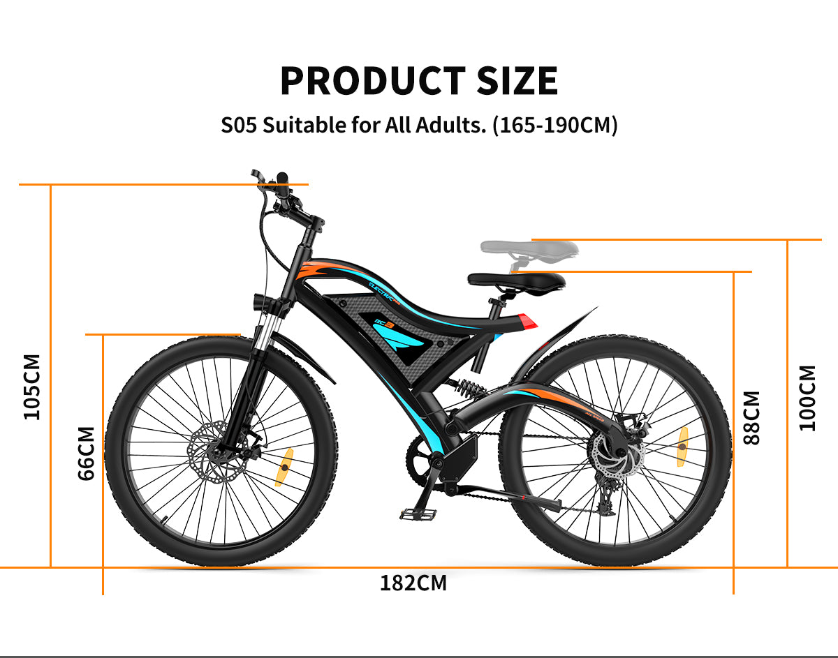 26x2.35 Inch E-Bike 48V 500W Rear Motor 15AH Lithium Battery Front Suspension & Dual Mechanical Disc Brakes