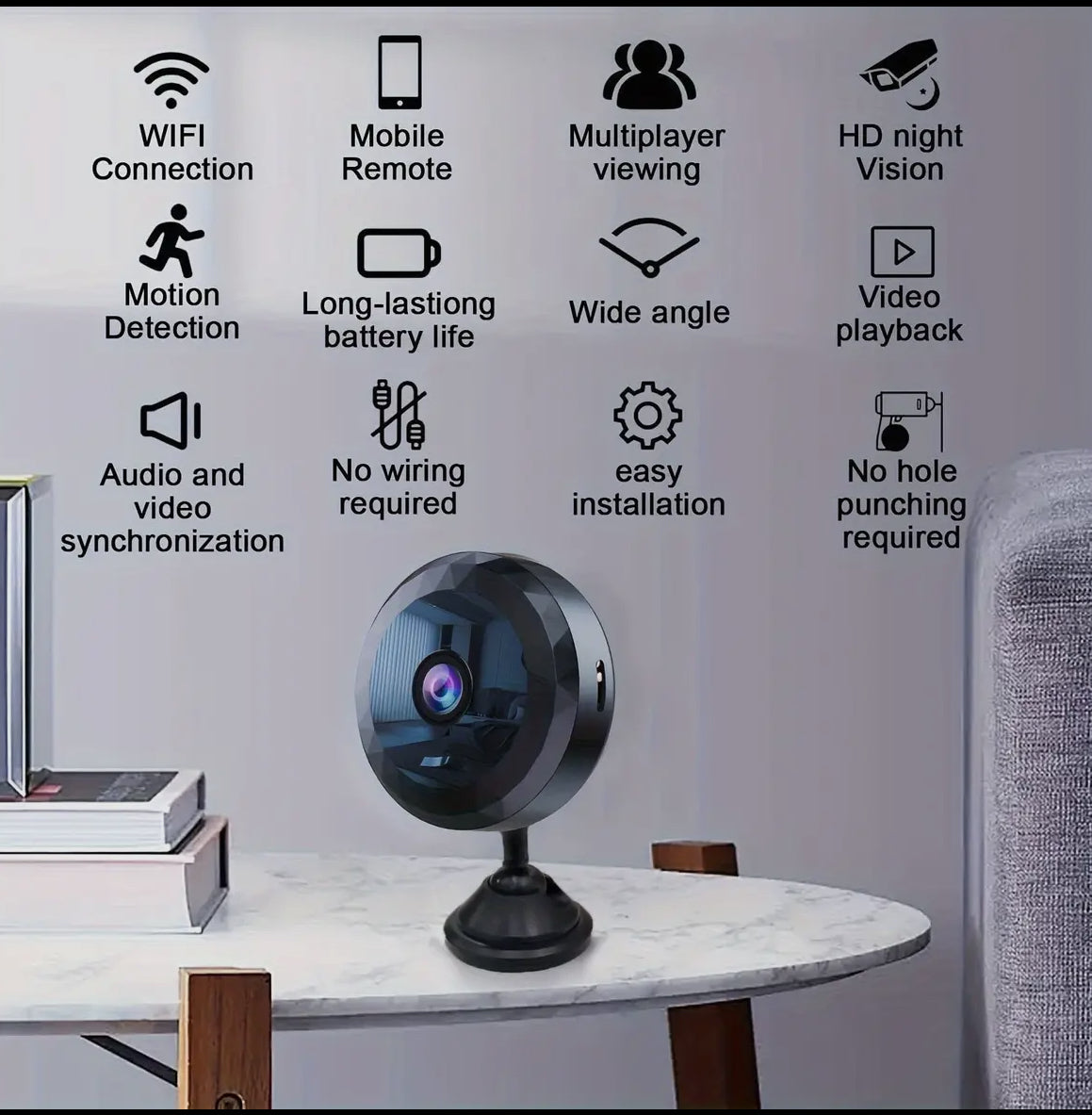 Wireless mini HD WiFi security cameras. 🎥
